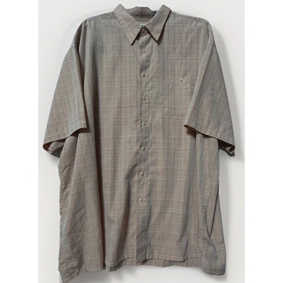 Campia Moda Men’s Shirt Short Sleeve Button Up Beige/Flesh Plaid Size 4XLT - Picture 2 of 8